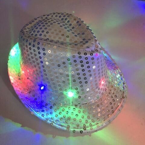 LED luminoso Sequin Jazz Hat uomo Stage Performance da donna Flash Magic Bar Nightclub Party Performance abbagliante rosso