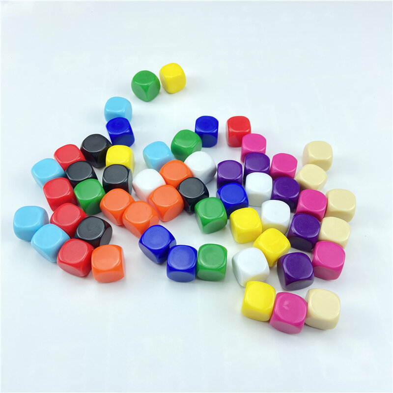 Dados de esquina redondeada para juegos de mesa, hexaedro acrílico en blanco, puede escribir Color, creatividad libre, interesante, bricolaje, 16mm, 10 unidades por lote