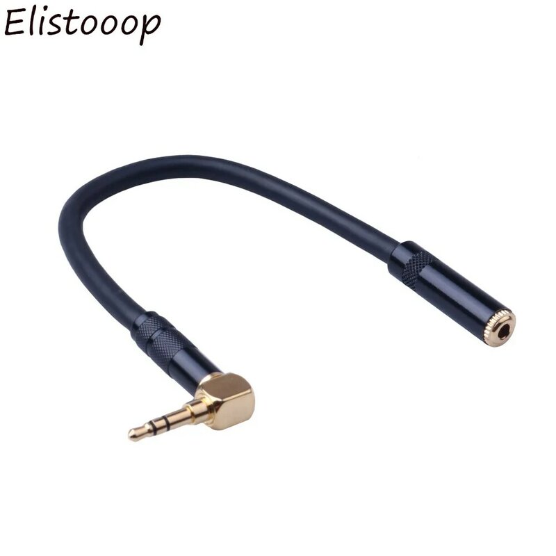 3.5mm jack cabo de áudio 3.5 macho para fêmea cabo áudio 90 graus ângulo direito aux cabo para carro fone de ouvido mp3/4 aux cabo