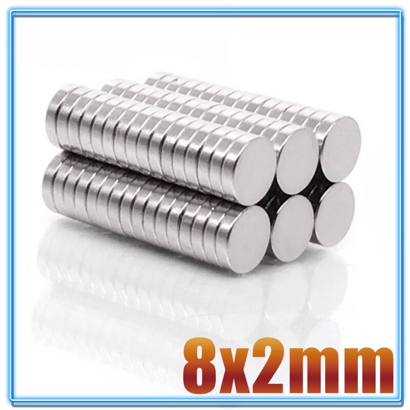 20/50/100/200 pz 8x2 magnete al neodimio 8mm x 2mm N35 NdFeB rotondo Super potente forte permanente magnetico imane disco 8*2mm