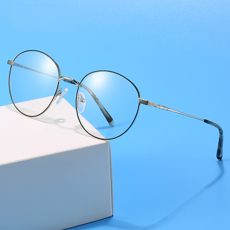 Bluemoky óculos de grau progressivo de titânio, armação redonda para homens, luz azul fotocrômica e miopia, óculos de grau