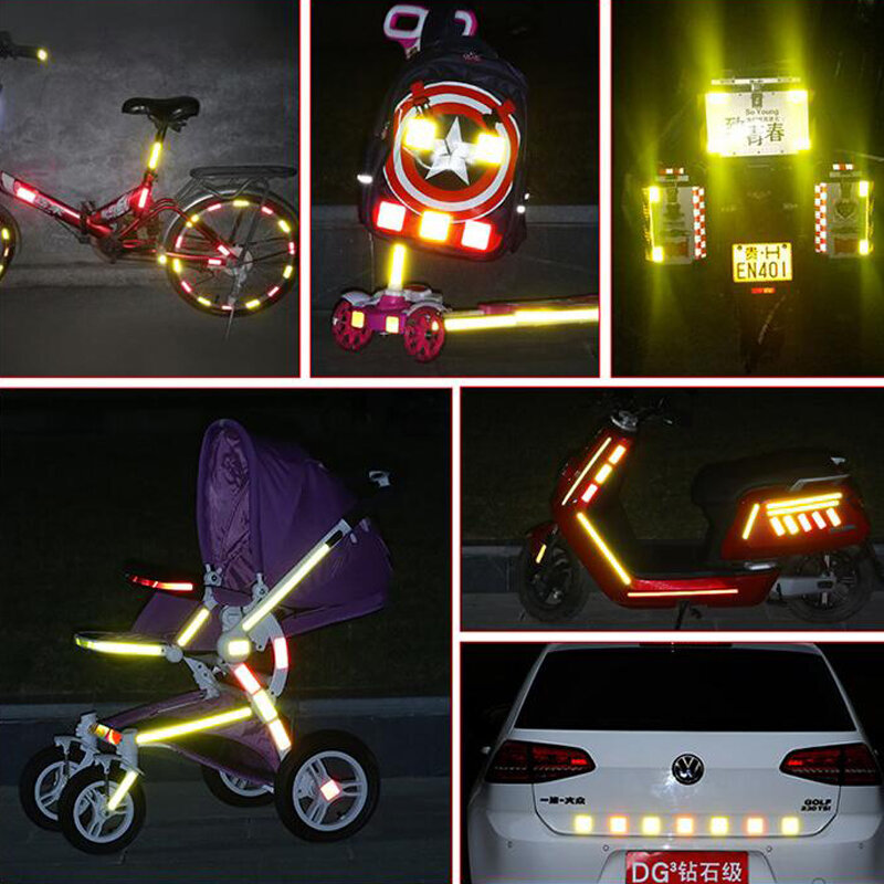 Pegatinas reflectantes de seguridad para el cuerpo de la bicicleta, cinta adhesiva reflectante de advertencia de seguridad, accesorios para el coche, 5cm x 10m