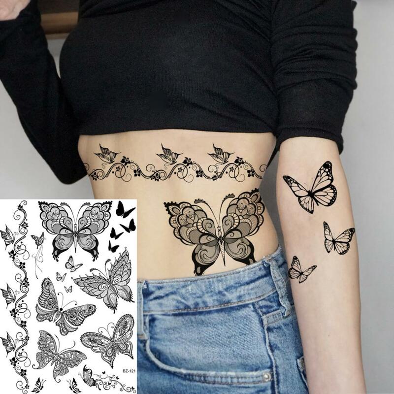 Lotus Henna Mandala Brust Temporäre Tattoos Für Frauen Underboob Erwachsene Schmetterling Schildkröte Lion Gefälschte Tattoo Sexy Wasserdichte Tatoos
