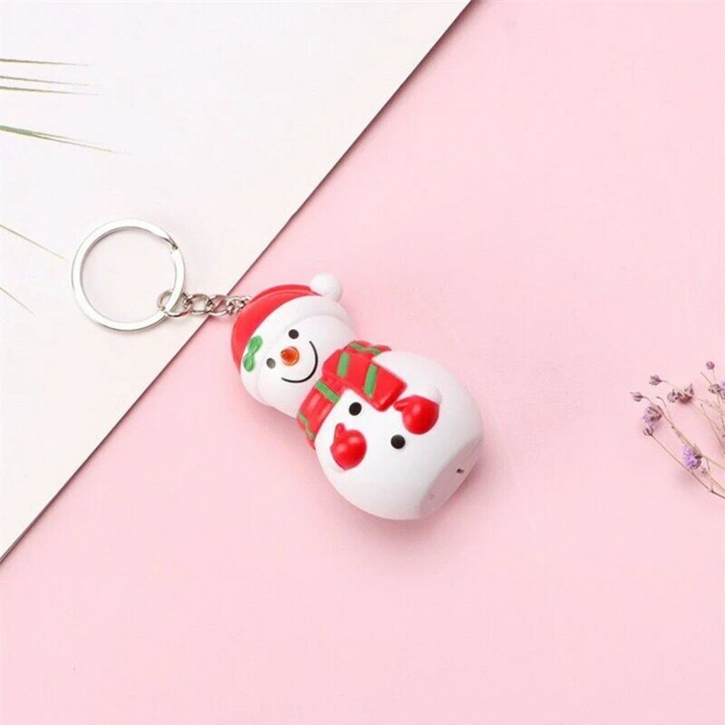 10Pcs Cute Santa Claus Led Light Keychain Snowman Tree Pendants Hanging Keyring Cartoon Christmas Children Gift Toys