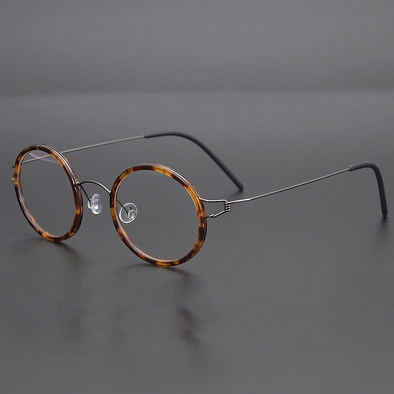 إطار نظارات تيتانيوم من Denmark للرجال والنساء ، نظارات بدون مفك ، نظارات مستديرة عتيقة خفيفة الوزن ، مصمم يدوي الصنع ، على الطراز الكوري ،