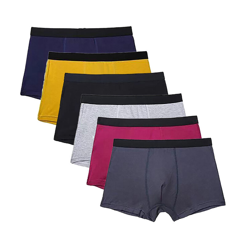 6pcs/lot Ice Silk Boxer Men Bamboo Fiber Underwear Man Elastic Solid Boxers Shorts Male Breathable Comfortable Underpants