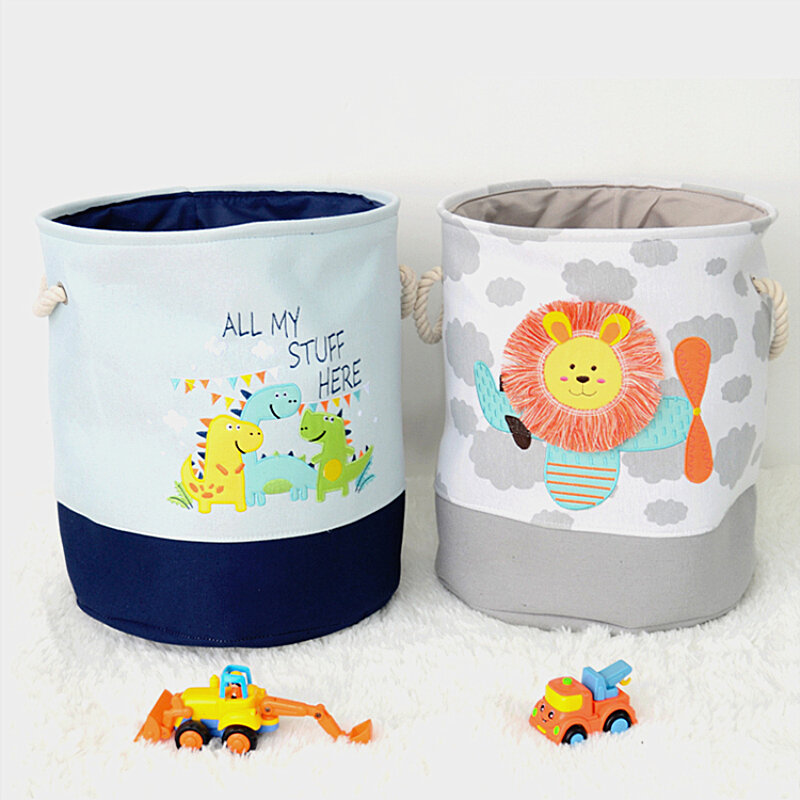 Cute Dinosaur Baby Laundry Basket Foldable Toy Storage Bucket Picnic Dirty Clothes Basket Box Canvas Organizer Cartoon Animal