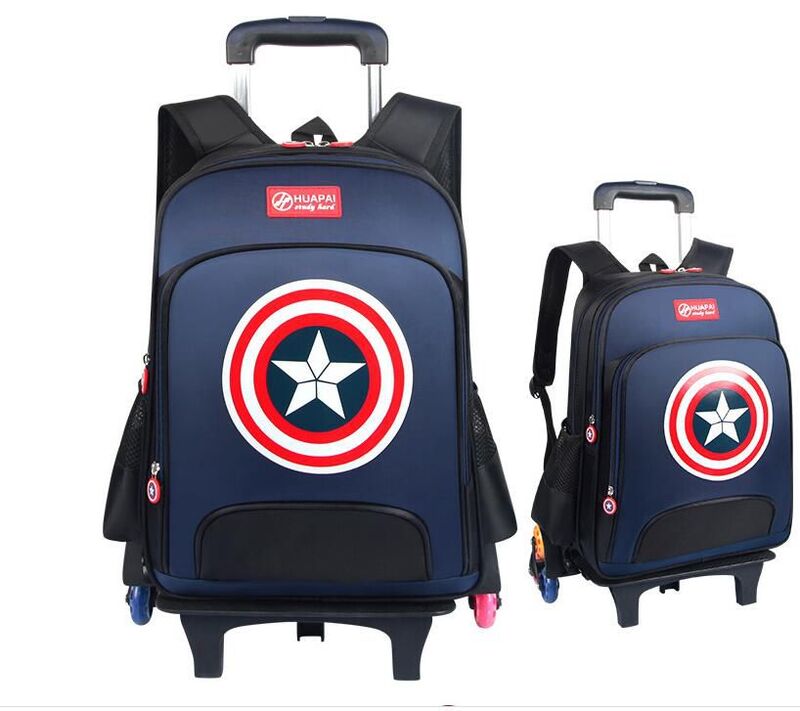 Cartoon School Bags with Trolley for boys Rolling backpack for school kids wheeled backpack children school trolley bag for boys