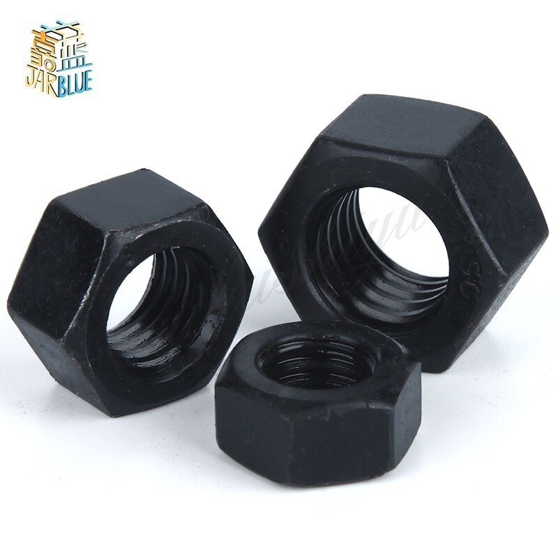 Tuercas hexagonales de acero al carbono negro, grado 100, M2, M2.5, M3, M4, M5, M6, DIN934, 50/8,8 unidades
