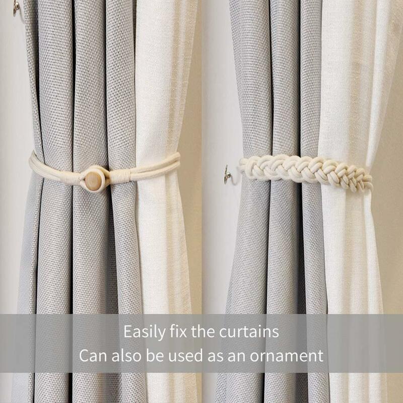 1Pc Handmade Magnetic Curtain Tieback Room Accessories Curtain Holder Clip Cotton Rope Strap Buckle Curtains Holdback Home Decor