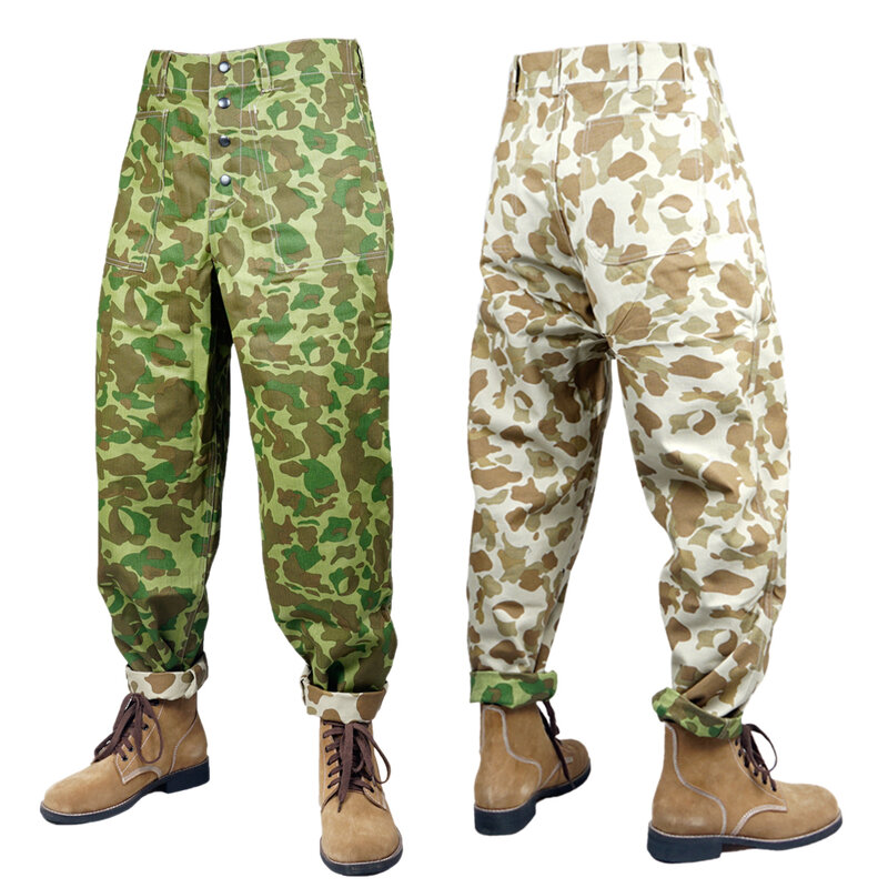 Segunda guerra mundial ww2 eua usmc hbt pacífico uniformes reversível camuflagem campo calças ao ar livre