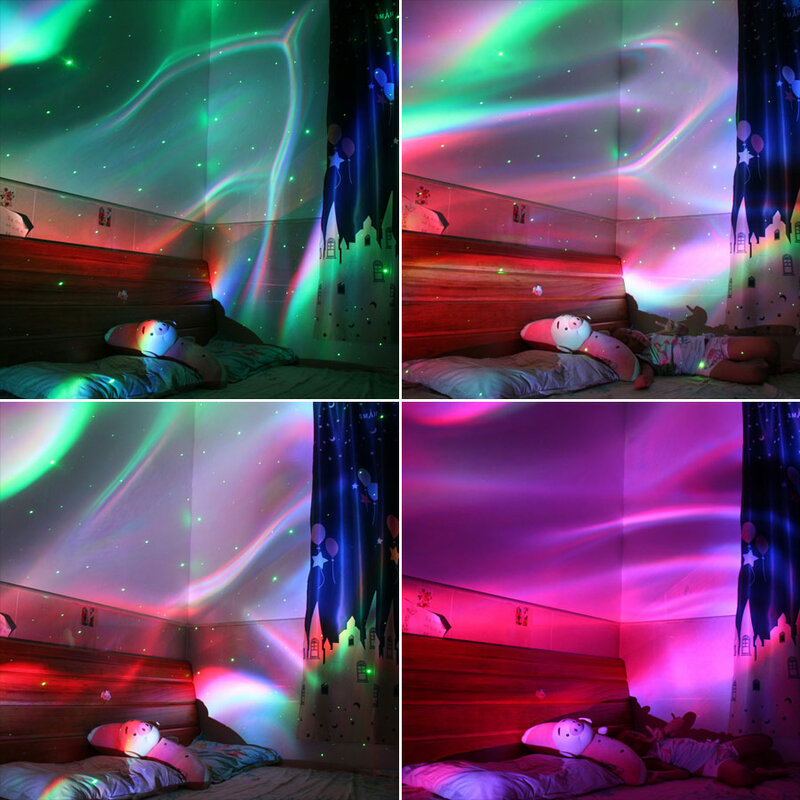 ESHINY RGB LED Pin Sạc Cực Quang Bầu Trời Sao Đèn Máy Chiếu Laser Động Lực Disco USB DJ Đêm Trẻ Em Giai Đoạn Phòng Ngủ B222N8