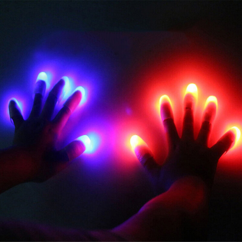 رائجة البيع 2 قطعة ماجيك مصباح LED فائق السطوع تضيء الإبهام الأصابع خدعة تظهر ضوء عن قرب تضيء اللعب