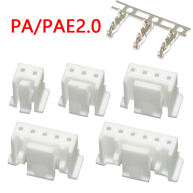 Spring Buckle Plug Conector de Borracha, Fiação Terminal de Friso, 2P, 3P, 4P, 5P, 6P, PA 2.0, PA2.0, PEA2.0, 10Pcs