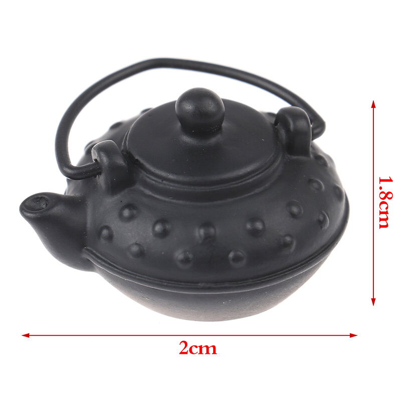1PC New Creative 1/12 Doll House Black Iron Kettle Simulation Teapot Model Toys