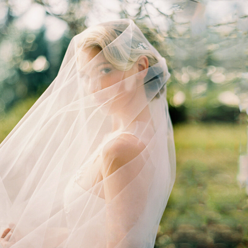 Velos de novia elegantes de marfil blanco, una capa sin peine, borde cortado, velo de novia de red suave, accesorios de boda, Veu de Noiva