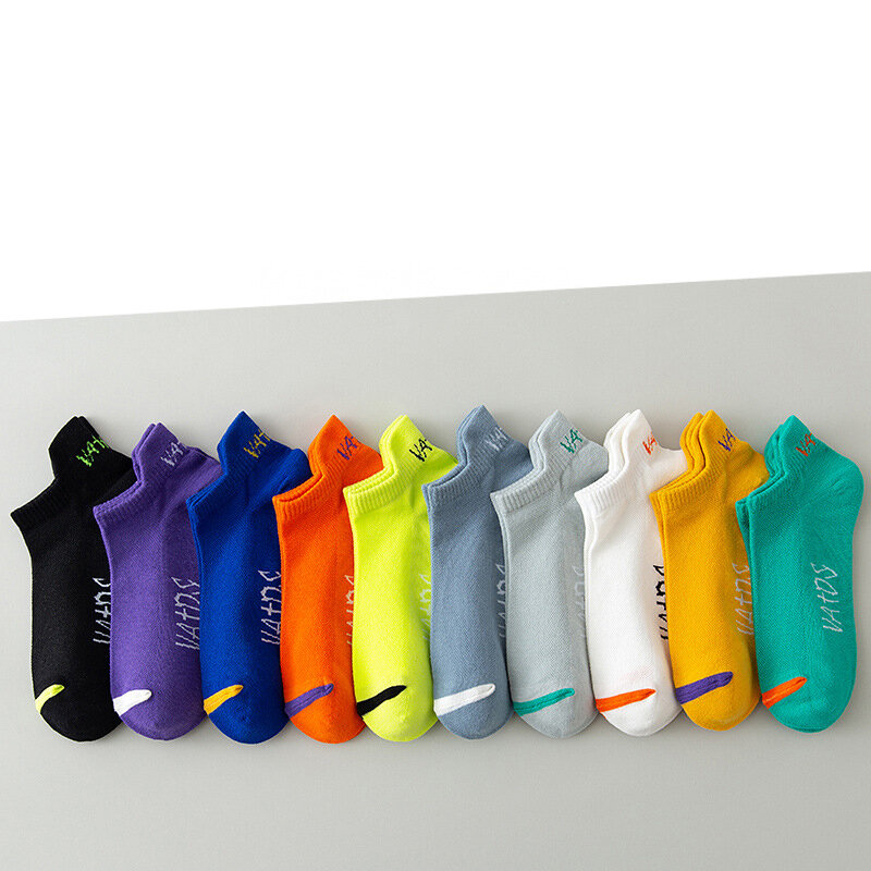 Носки мужские ярких цветов из хлопка, дышащие спортивные невидимые носки-дезодорирующие, для путешествий, езды на велосипеде, бега