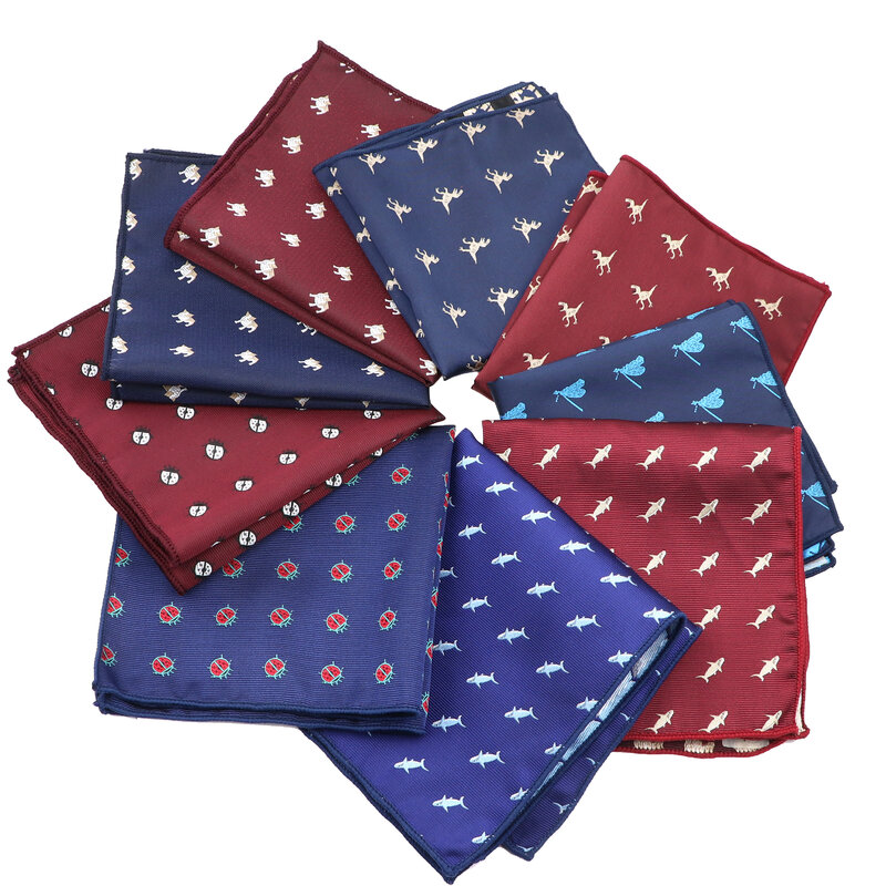 Fashion Pocket Square Men Bule Red Handkerchief Polyester Printing Hankie Women&Men Casual Party Gift Tuxedo Bow Tie Accessories