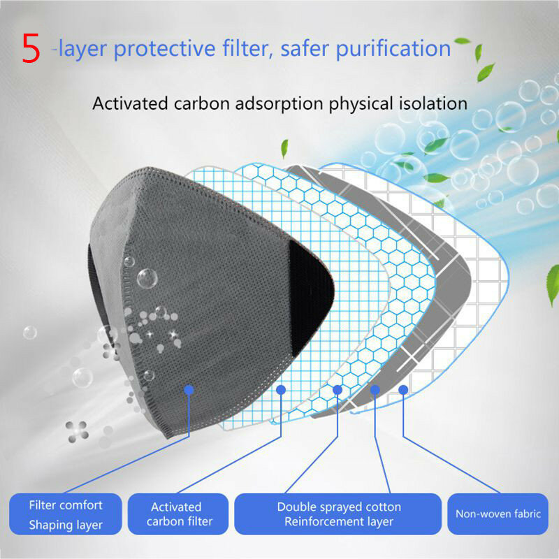 POWECOM PM2.5 입 마스크 통기성 입-머플 카본 필터 브레스 밸브 안티 먼지 재사용 가능한 사이클링 보호 페이스 마스크