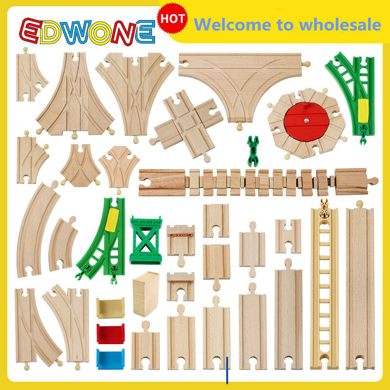 2021 wszystkie rodzaje drewniane części toru buk drewniany pociąg kolejowy utwór zabawki akcesoria Fit Biro wszystkie marki drewniane utwory zabawki dla dzieci
