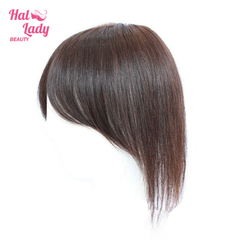 Auréola senhora grampo em cabelo humano franja indiano em linha reta peças de cabelo franja invisível não-remy toppers toupees capa de cabelo branco