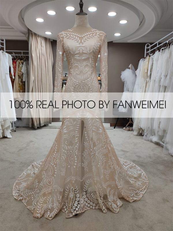 #4055 2 шт. в 1 богемное свадебное платье с длинным рукавом для предсвадебной фотосессии