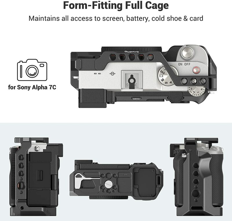 Gaiola de câmera SmallRig com sapato frio, Arri Hole para microfone, LED Fill Light Extension, DSLR a7c, Sony a7c, 1,4 ", 3081