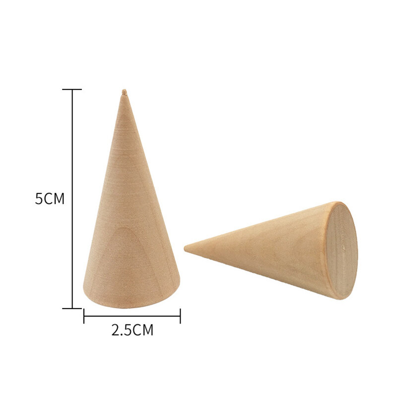 5 Pcs/Set Ring Organizer Wooden Cone Creative Ring Holder Jewelry Display Holder Cone Ring Display Stand Ring Holder