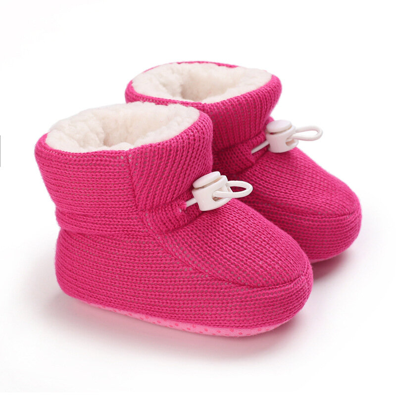 Botas cálidas de invierno para bebés, zapatos de punto para primeros pasos, de algodón, Unisex
