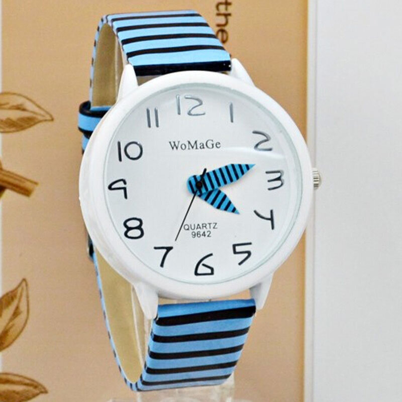 2020 Womage Brand Zebra Stripes Leather Belt Women Quartz Watches Fashion Women Cute Watches Ladies Pencil Pointer Watches OEM