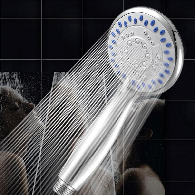 Pommeau de douche chromé couleur argent avec fonction 3 modes Spray Anti-calcaire universel tenu dans la main maison salle de bains accessoire d'économie d'eau