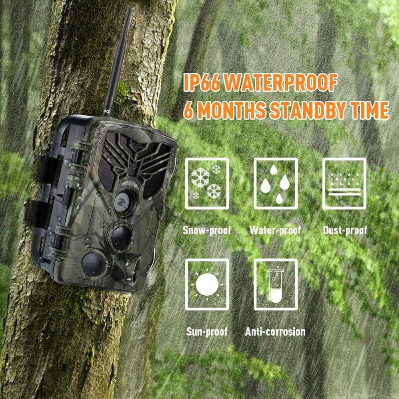 Наружная беспроводная мобильная охотничья фотоловушка 2G 4K HD MMS SMS SMTP Trail Nature Camera 20MP 1080P с ночным видением