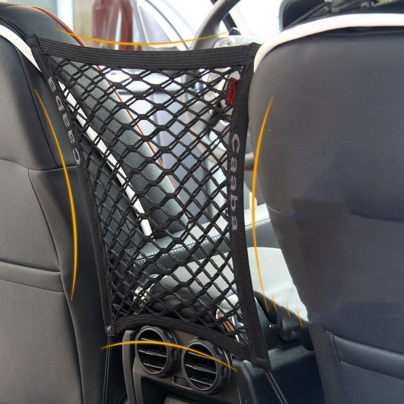 Malla elástica para el Interior del maletero del coche, bolsa de almacenamiento de estilo para el coche, jaula de bolsillo, rejilla de velcro, accesorios para el coche