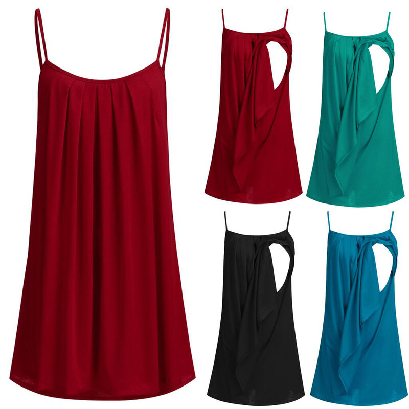 Großhandel Postpartale Frau Strap Tees für Pflege Sleeveless Mutterschaft Stillen T-Shirt Sommer Stillzeit Kleidung 4 Farben