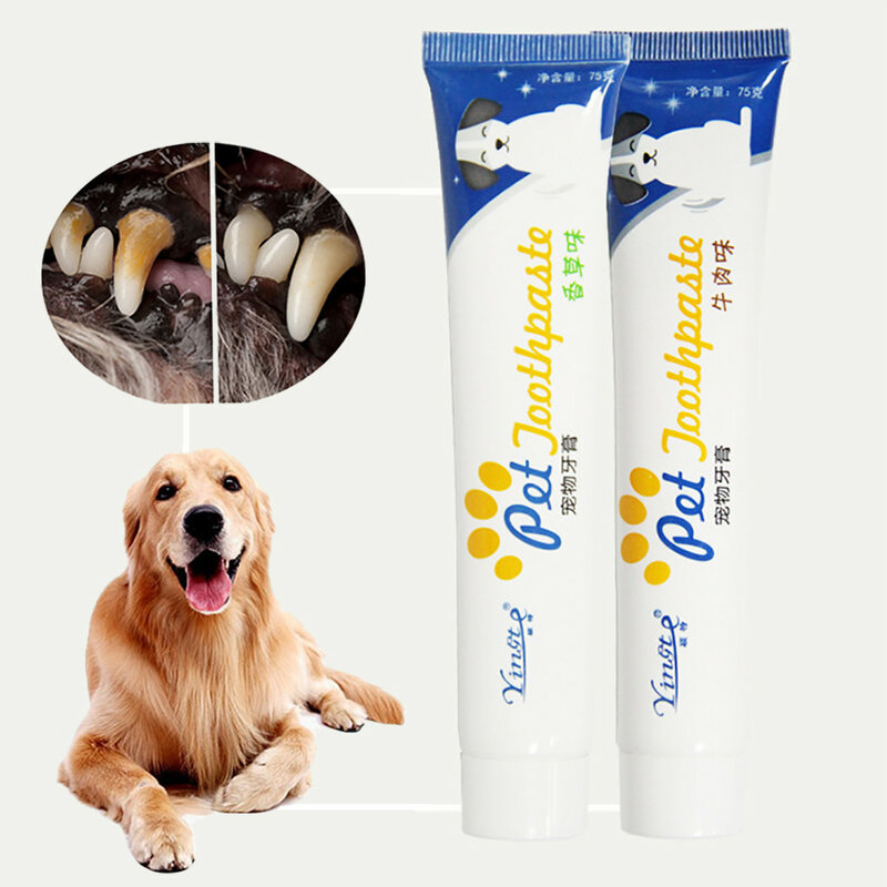 1PCS Pet Dog Vanilla Beef Taste Toothpaste Dog Healthy Edible Toothpaste For Finger Tooth Back Up Brush Pet Teeth Care Supplies