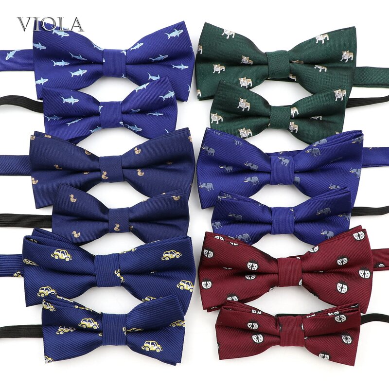 Cute Cartoon Animal Father Son Bowtie Set Dogs Dinosaurs Car Polyester Kids Men Party Daily Butterfly Tie Cravat Gift Accessory