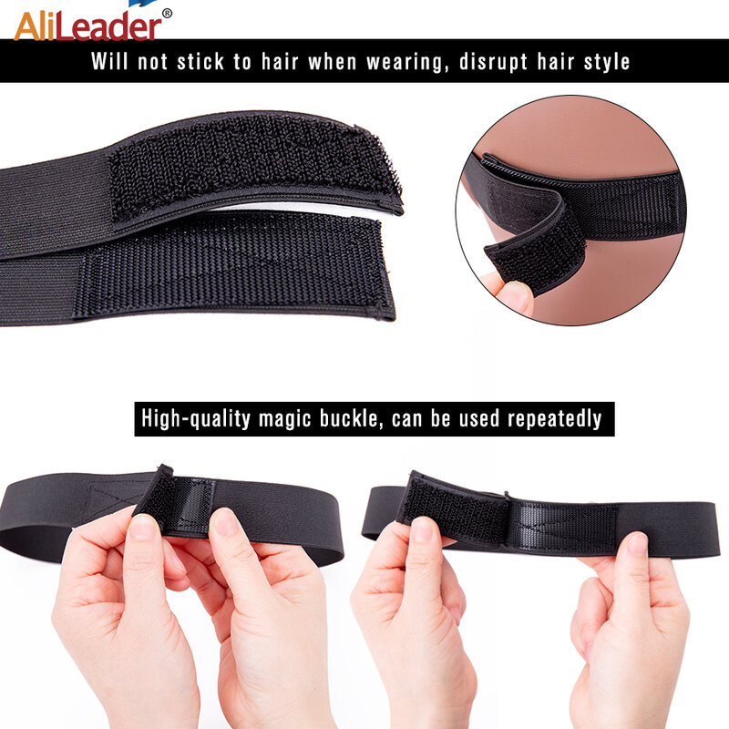 Alileader-Bandas Elásticas ajustables de nailon negro para hacer pelucas, Red para el cabello, Red de encaje, herramientas para hacer pelucas de goma