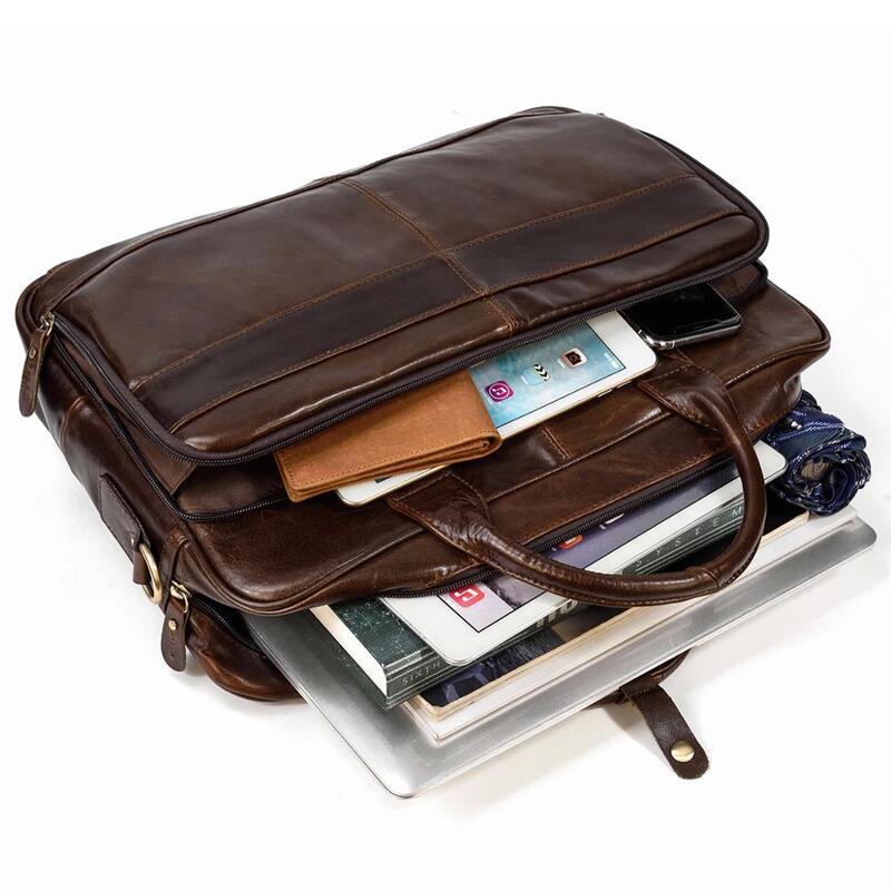 부드러운 정품 가죽 서류 가방, 남성용 비즈니스 노트북 가방, 14 15.6 인치 PC 컴퓨터 가방, 남성용 숄더백