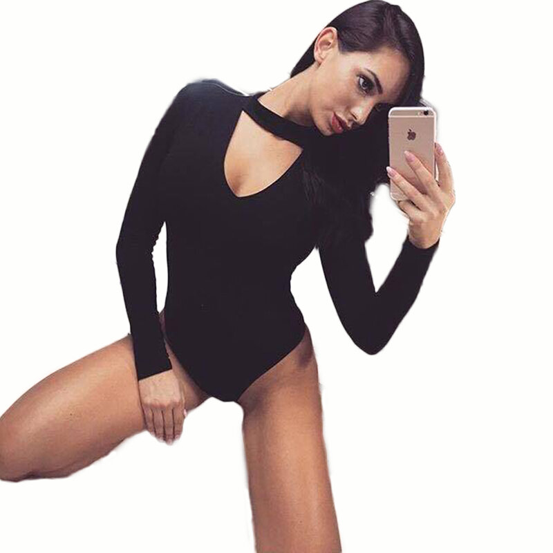Women Long Sleeve Bodysuit Sexy Romper Deep V Neck Bodycon Body Suit One Piece Fitness Overalls For Women