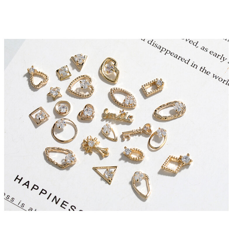 HNUIX 2pcs 3D Metal Zircon Nail art Japanese Jewelry Nail Decorations High Quality Crystal Manicure Zircon Diamond Charms