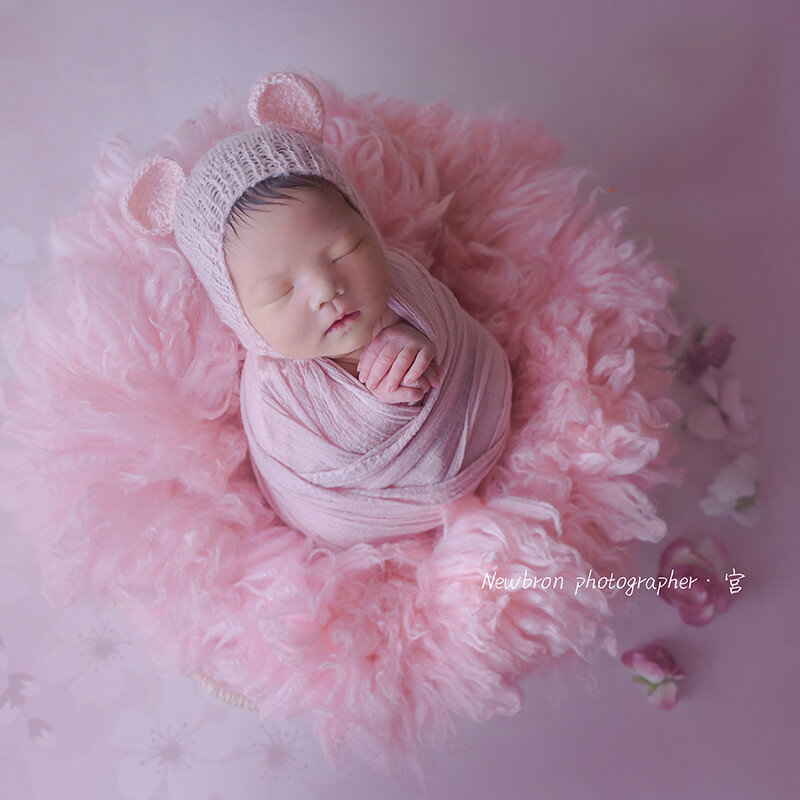 Alfombrillas de lana para fotografía de bebé, manta para recién nacido, accesorios Flokati para sesión de fotos, 100%