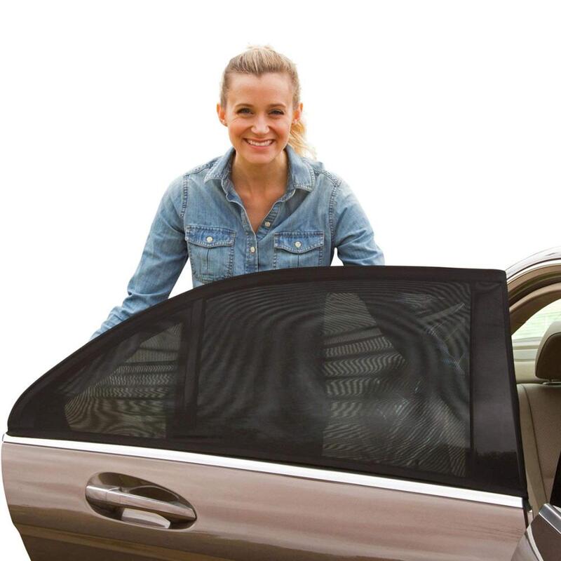 2 Pack Summer Car Rear Side Back Window UV Protection Sun Shade Anti-mosquito Car Net Mesh Curtain For Sedan 100*55cm 40*20"