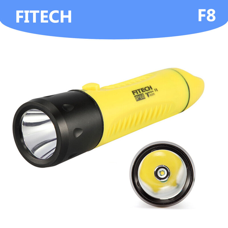 FITECH-Lanterna LED de Mergulho Profissional, Novo, Genuíno, Tiros Longos, 800 Lumens, Xml T6, Carregamento F8