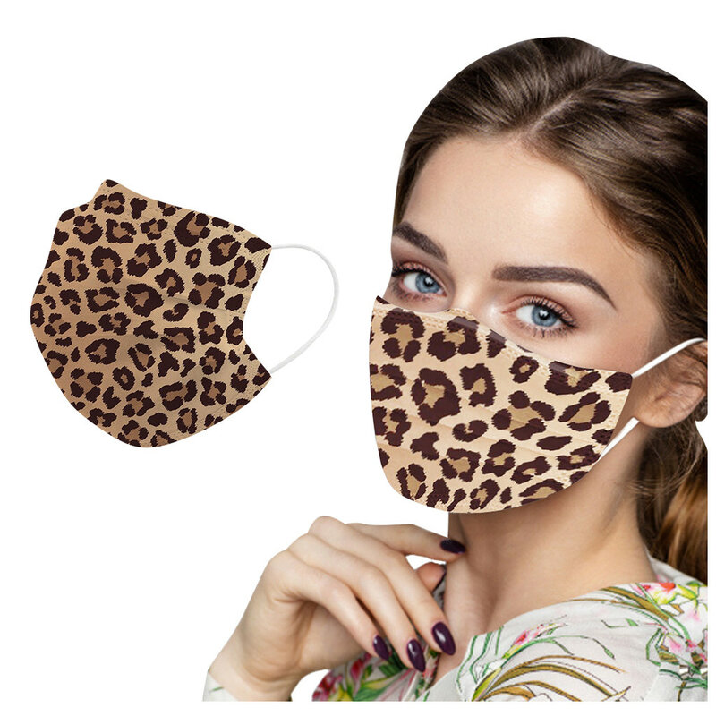 50 шт. леопардовая маска для лица одноразовые маски для лица, рта для защиты от загрязненного воздуха пыль шапки 3-х слойные дыхание гигиены м...