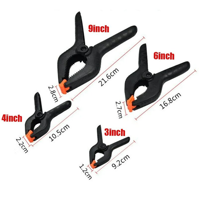 Woodworking Spring Clamps 3/4/6/9 Inch Plastic Nylon Carpentry Clips Wood Fixing Tools Photo Studio Background Pipe Clamp