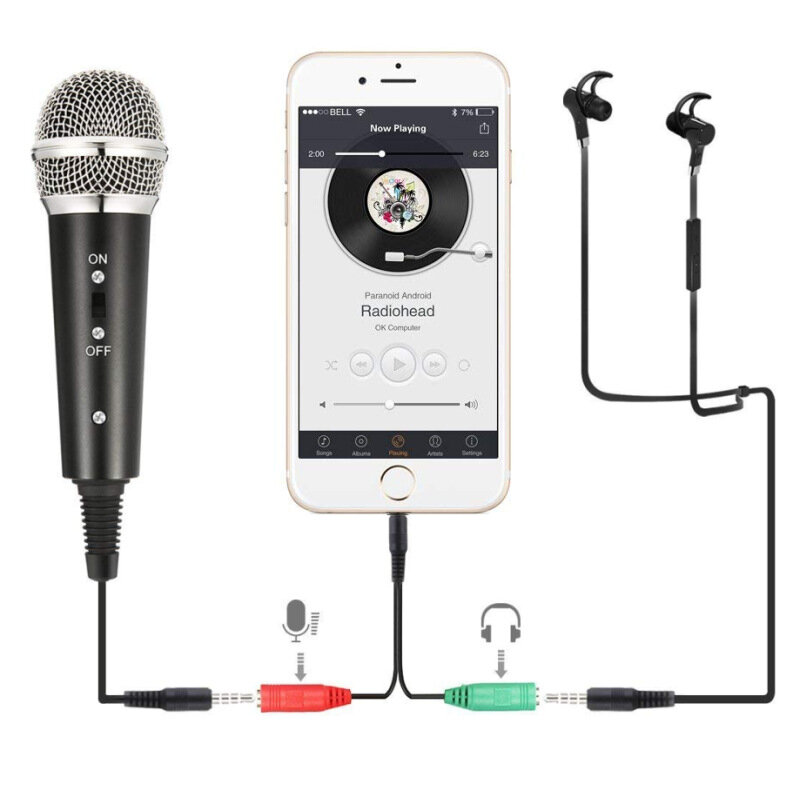 XIAOKOA Microfone Condensador gravação do microfone do telefone móvel Jack de 3.5mm de microfone para Computador PC Karaoke mic para o telefone