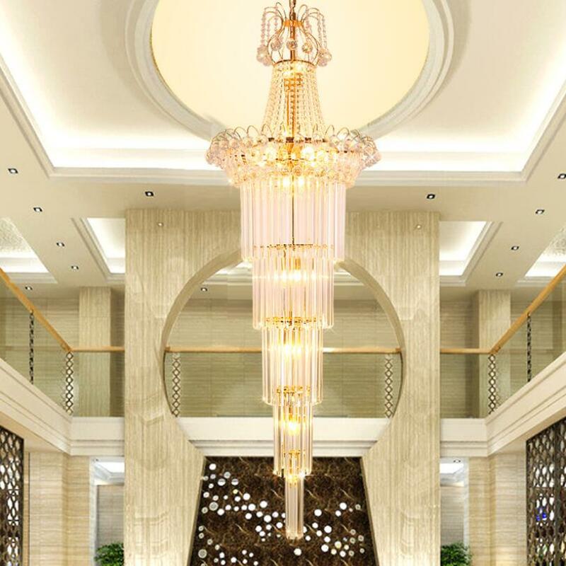 Большая светодиодная современная люстра, роскошные люстры K9 с золотыми кристаллами, люстра для гостиной, холла, инженерная