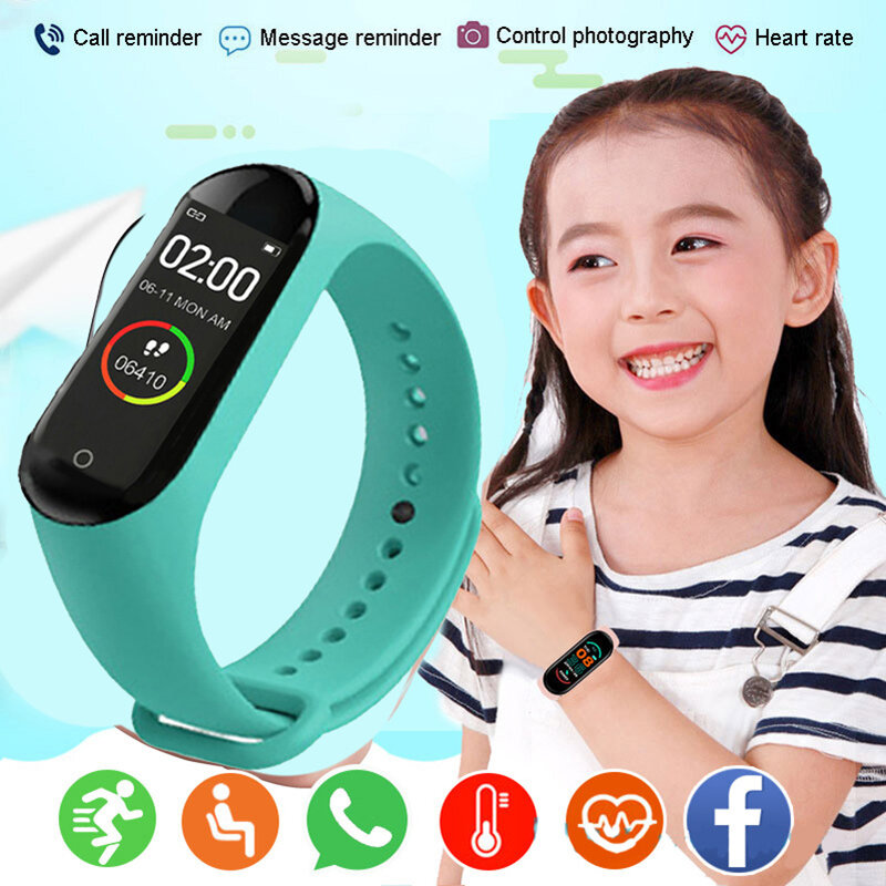 Relógio das crianças relógio inteligente tela colorida pulseira esporte atividade correndo rastreador freqüência cardíaca relógio conectado criança m3 m4