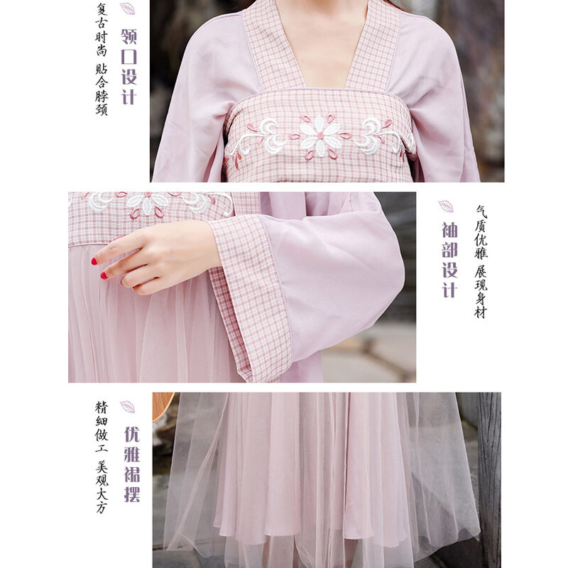 Hanfu – robe hanfu pour femmes, tenue chinoise traditionnelle chinoise cheongsam, qipao, jupe d'été à manches courtes