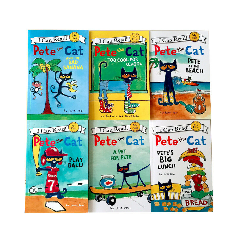 6 livros/conjunto eu posso ler livros de imagem das crianças crianças bebê pete o gato história famosa inglês criança livro eary educação